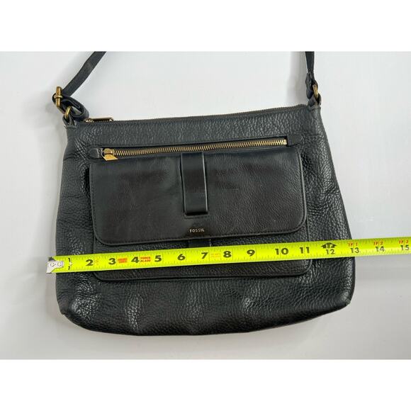 Fossil Kinley Crossbody Black Pebbled Leather Purse - Picture 10 of 16